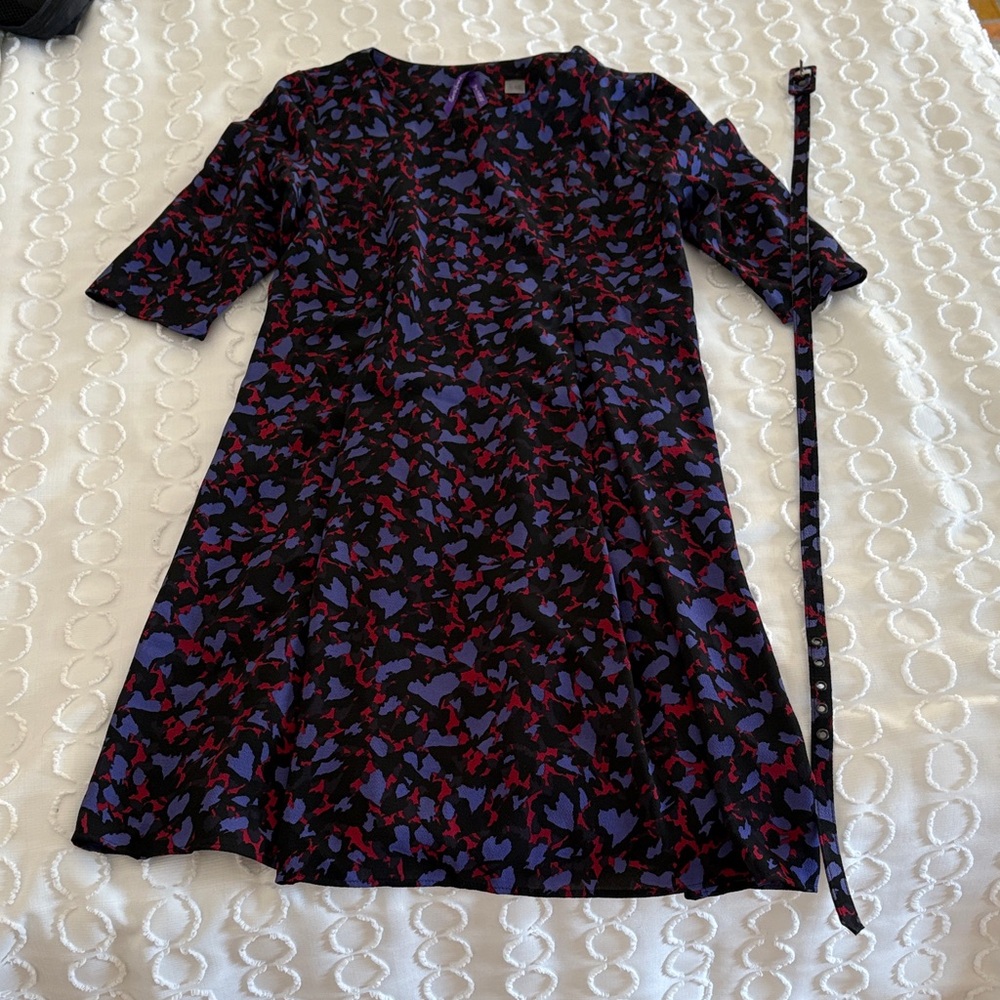 Seraphine Red and Purple Patterned Dress - Maternity Size Small